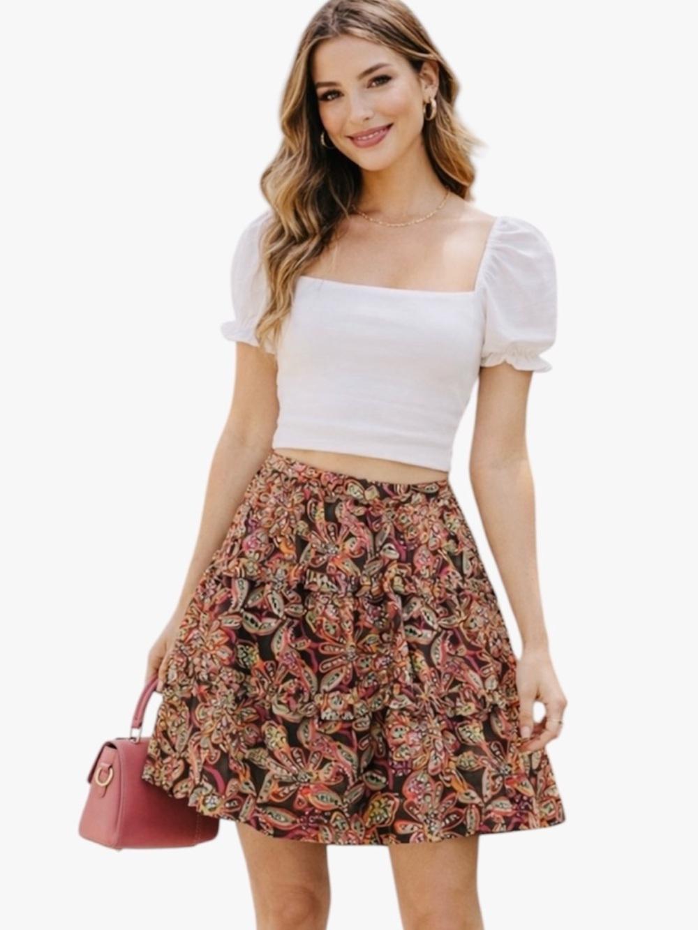 J. Crew Mini Tiered Skirt Paisley Elastic Waistband Multicolor Size Small